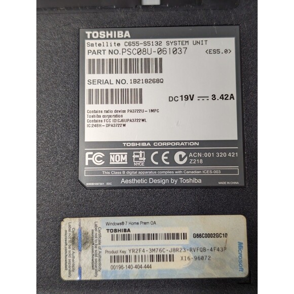 OEM Toshiba Satellite C655-S5132 Laptop Bottom Base Case Cover AP0BF000A00 - Picture 2 of 4